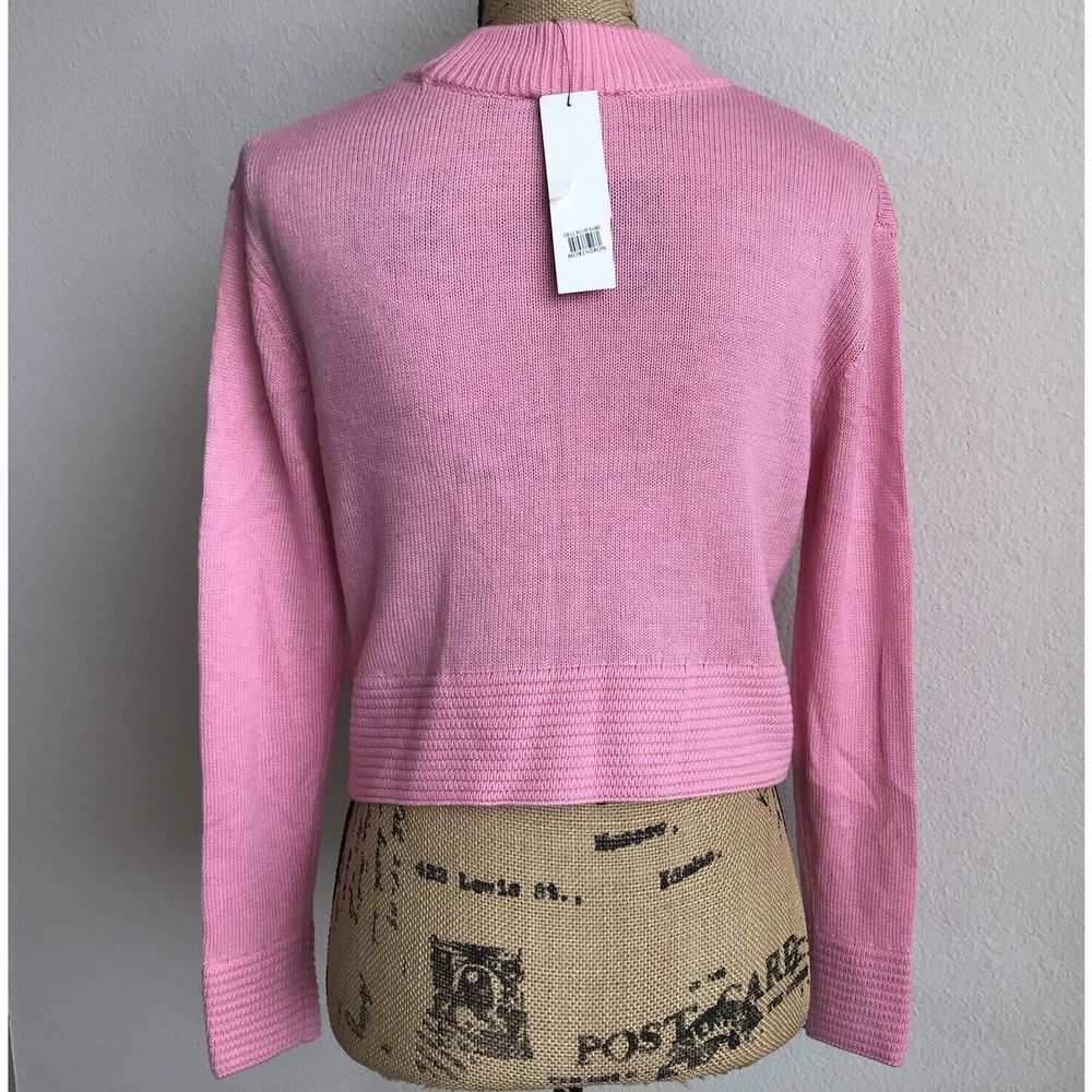 Top Shop Nordstrom Crop Sweater Size 4 Pink Acrylic Cashmere Long Sleeve NEW - Picture 4 of 7